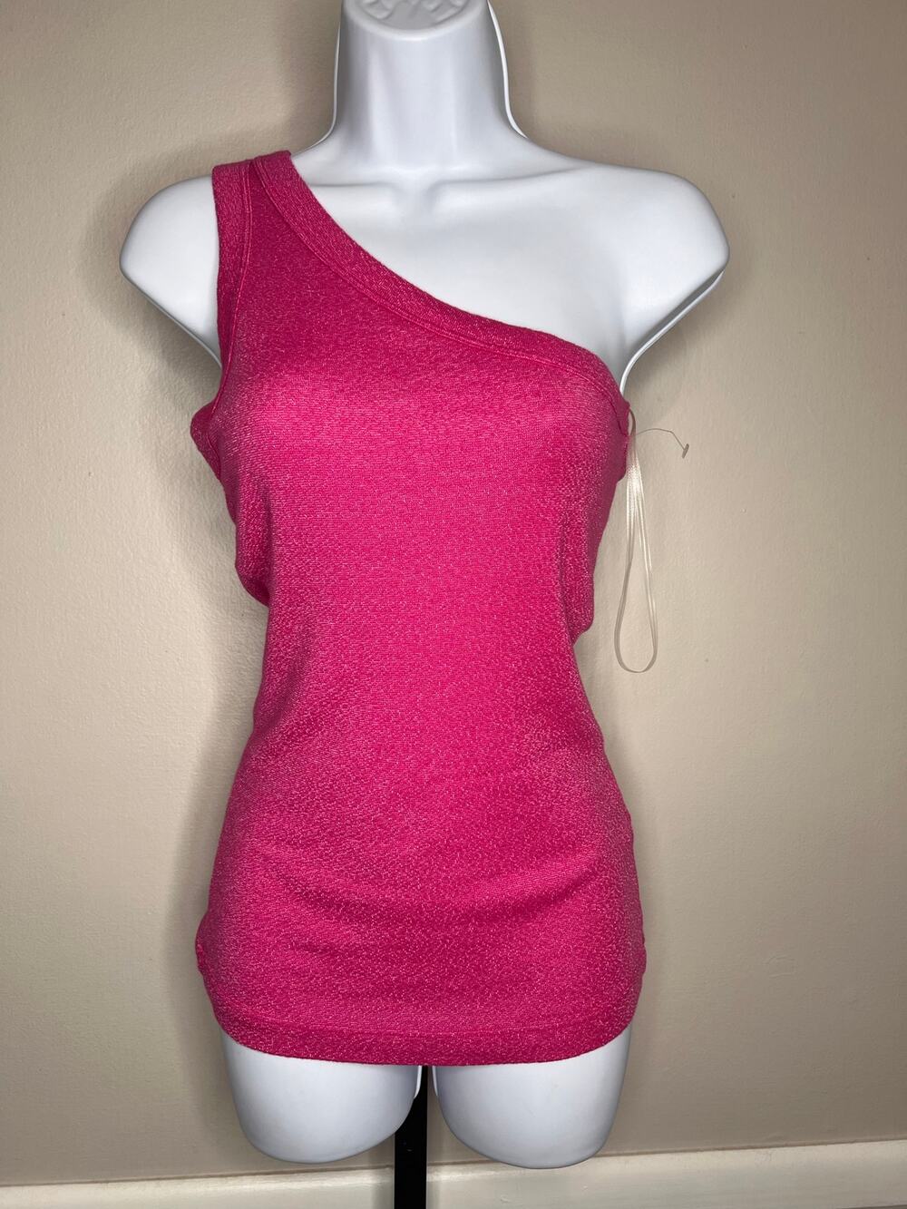 Michael Stars Kelly Shine One Shoulder Tank Magenta OS NWT
